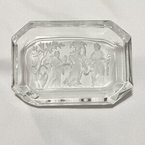Vintage Trinket Dish Bohemian Czech Curt Schlevogt Art Deco Clear Cut Glass